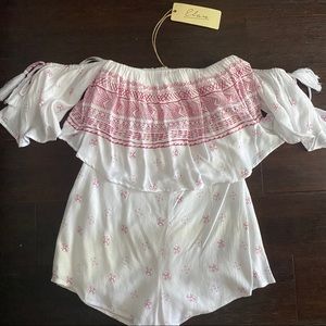Elan pink off the shoulders romper